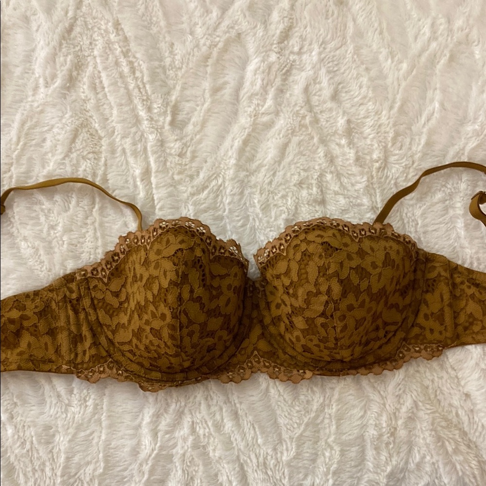 Victoria's Secret Brown Lace Balconette Bra 34DD